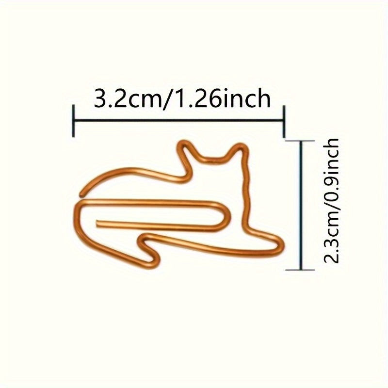 30pcs Cat Shaped Bookmark Clip Cartoon Animal Paper Clip Unique Spiral Clip