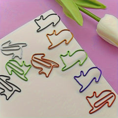 30pcs Cat Shaped Bookmark Clip Cartoon Animal Paper Clip Unique Spiral Clip