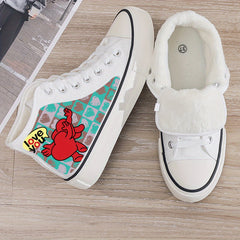 Heart Print Plush Sneakers