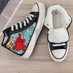 Heart Print Plush Sneakers