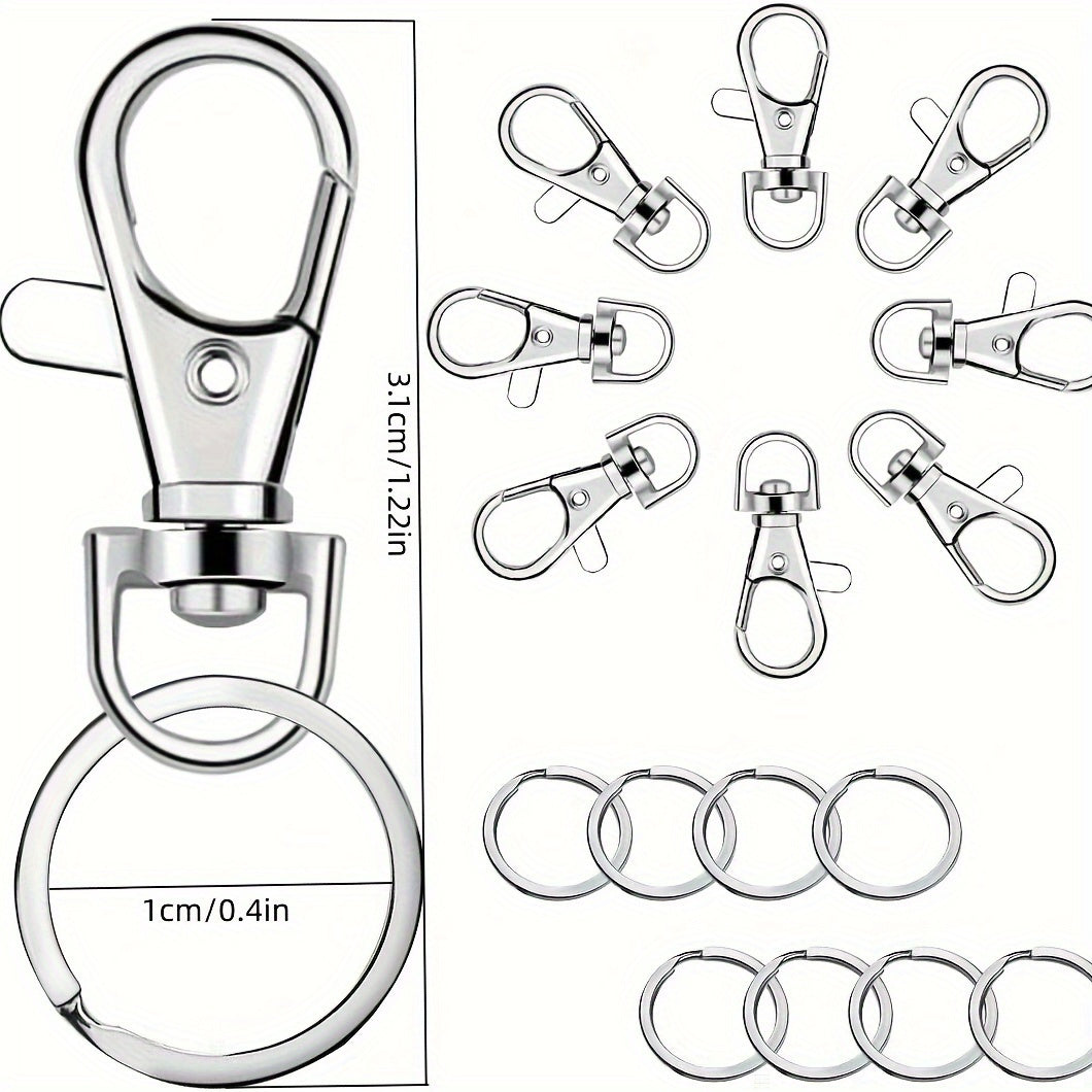10pcs Key Chain Hooks With Key Rings, 25 Metal Lobster Claw Rings