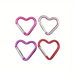 4pcs Heart-shaped Aluminum Alloy Carabiners for Outdoor Climbing Backpack