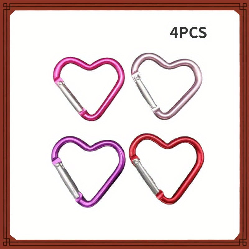 4pcs Heart-shaped Aluminum Alloy Carabiners for Outdoor Climbing Backpack