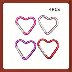 4pcs Heart-shaped Aluminum Alloy Carabiners for Outdoor Climbing Backpack