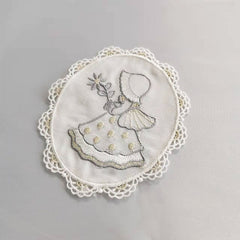 French Embroidered Lace Oval Cloth Patch Sofa Pillow Decoration