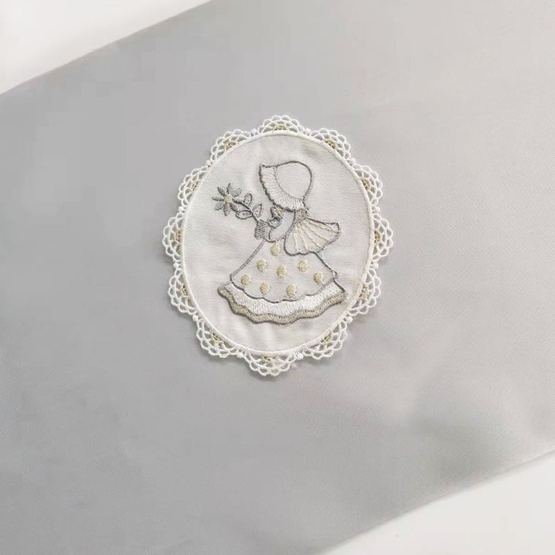 French Embroidered Lace Oval Cloth Patch Sofa Pillow Decoration