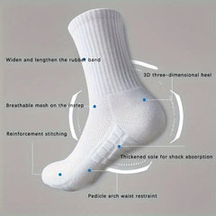 Men's Mid Crew Sport Socks Non Slip Athletic Socks for Outdoor Activities