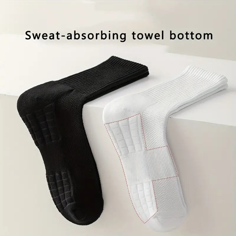 Men's Mid Crew Sport Socks Non Slip Athletic Socks for Outdoor Activities