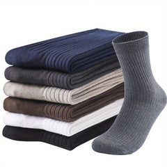 Men's Solid Crew Socks Comfy Casual Unisex Outdoor Socks All Seasons