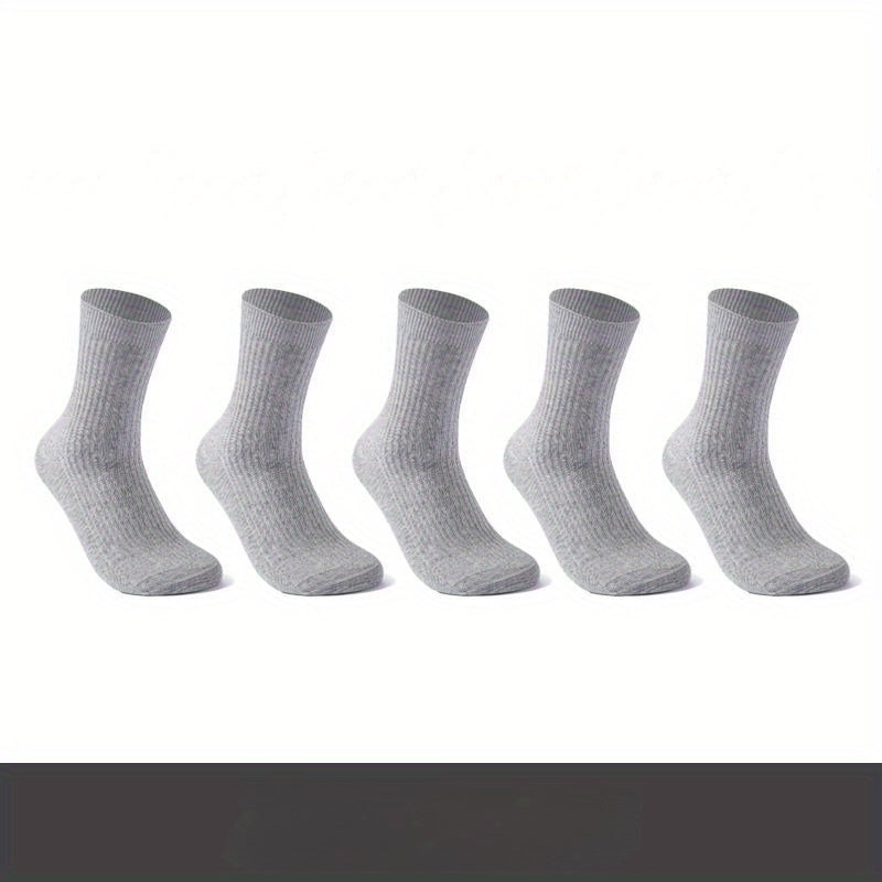 Men's Solid Crew Socks Comfy Casual Unisex Outdoor Socks All Seasons