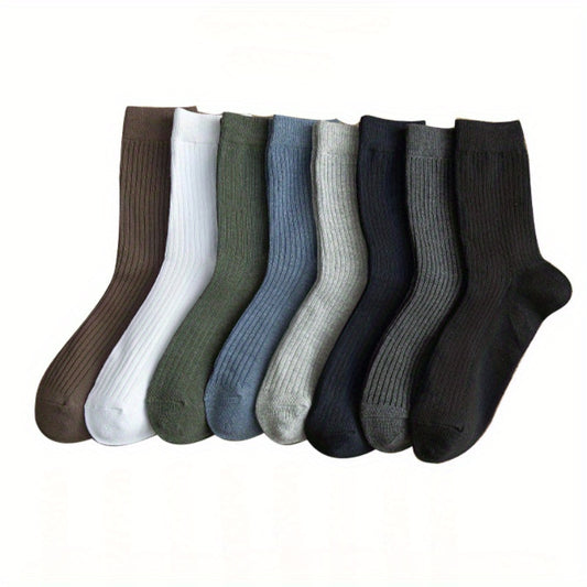 Men's Solid Crew Socks Breathable Comfy Casual Unisex Socks
