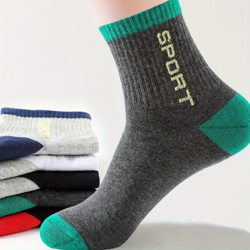 Men's Mid Crew Sport Socks - Sweat Absorbing Breathable Shoes