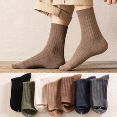 5 Pairs Men's Solid Crew Socks Breathable Comfy Casual Unisex Socks