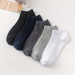 5 Pairs Striped Sports Socks Men's Crew Socks