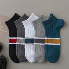Men's Solid Striped Liner Anklets Socks Breathable Soft Sweat Absorbent Socks