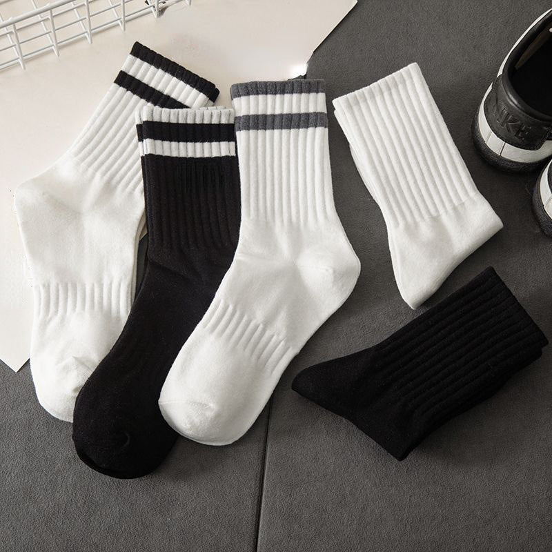 3 Pairs Men's Striped Crew Socks Breathable Casual Unisex Socks All Seasons