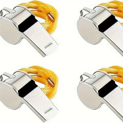 4pcs Metal Emergency Whistle With Lanyard Lightweight Durable Referee Whistle