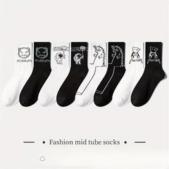 Men's Animal Pattern Crew Socks Comfy Casual Unisex Socks
