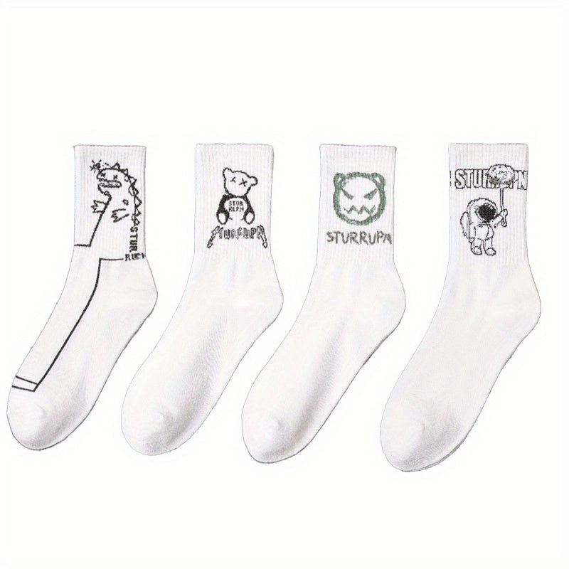 Men's Animal Pattern Crew Socks Comfy Casual Unisex Socks