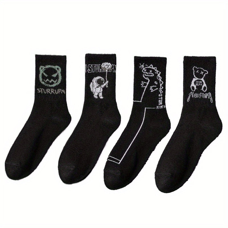 Men's Animal Pattern Crew Socks Comfy Casual Unisex Socks