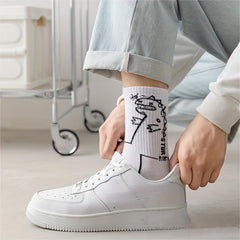 Men's Bear Pattern Crew Socks for Outdoor Activities