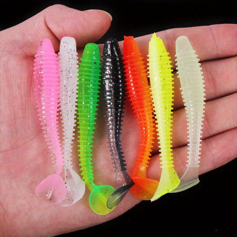 20pcs 7 Paddle Tail Soft Lure Swimbait Fishing Accessories