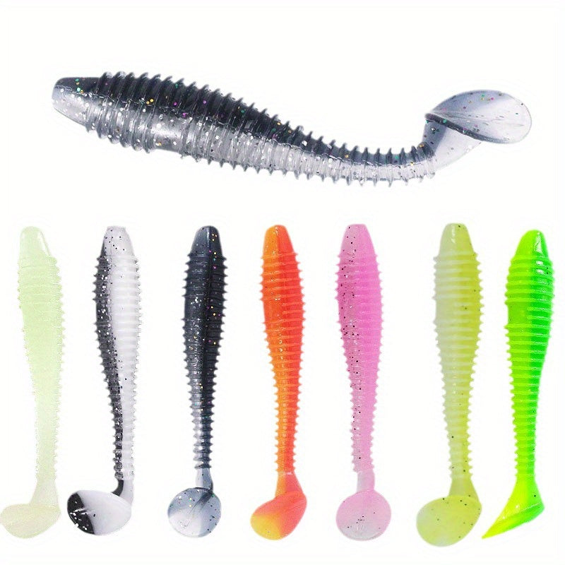 20pcs 7 Paddle Tail Soft Lure Swimbait Fishing Accessories