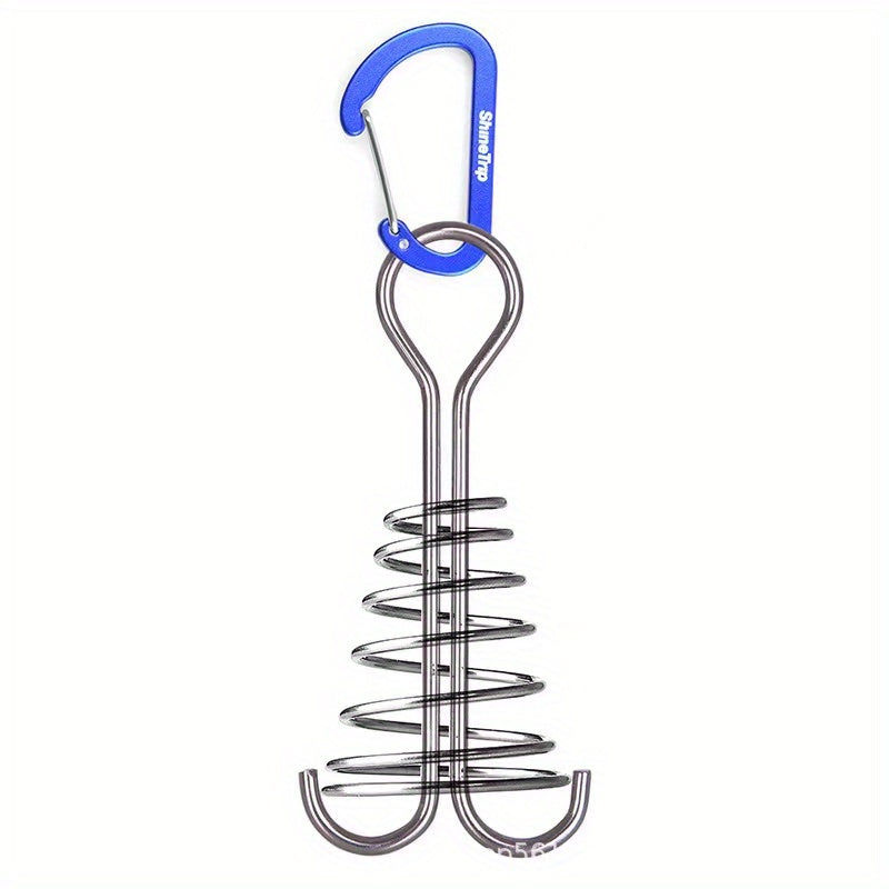 2pcs Stainless Steel Tent Ground Anchor Pegs With Carabiner