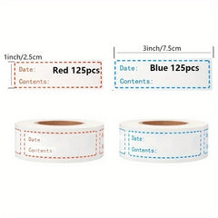 250 Removable Freezer Labels 2.54 x 7.62 cm Food Storage Stickers