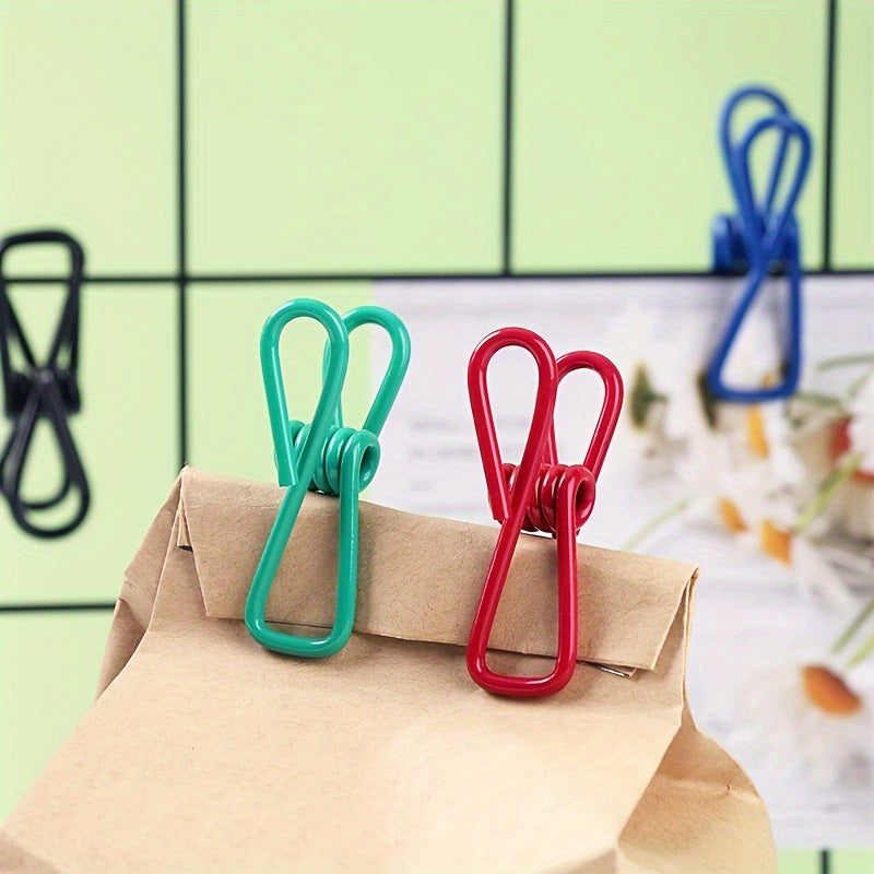 15pcs Chip Clips Heavy Duty PVC Coated Steel Clips for Food Packages & Clothes