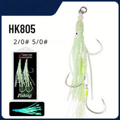 2pcs Night Light Bionic Squid Hook Fishing Octopus Boat Iron Plate