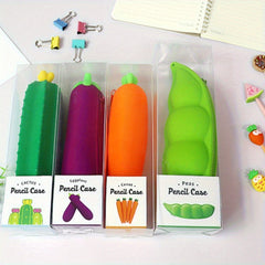 Cute Fruit & Veg Silicone Pen Bag, Large Capacity Storage