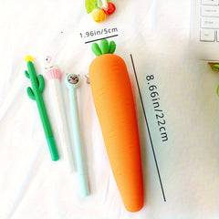 Cute Fruit & Veg Silicone Pen Bag, Large Capacity Storage