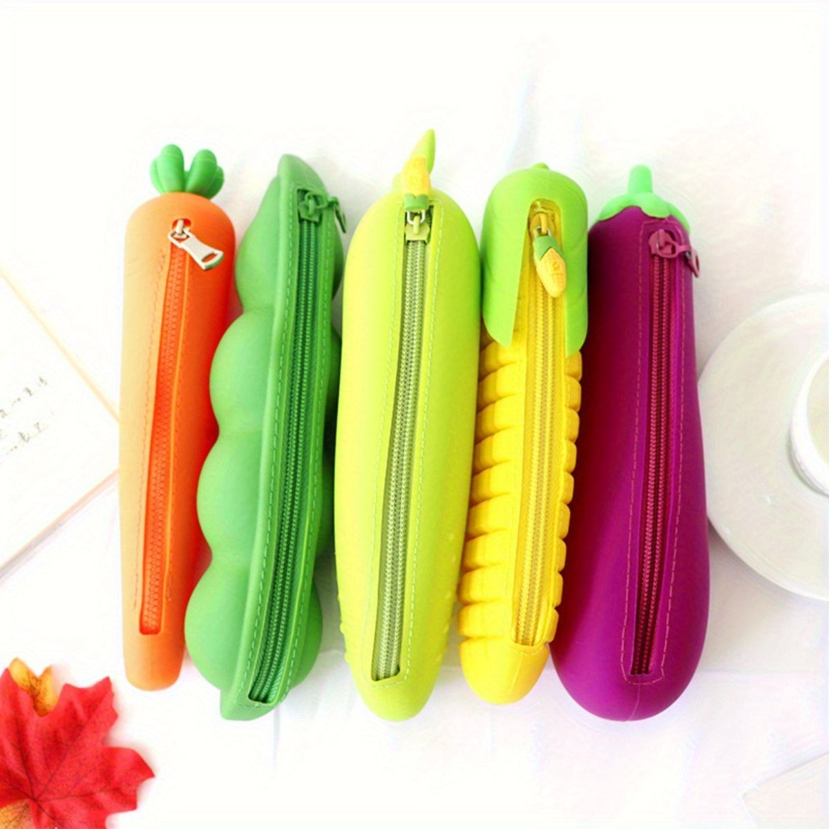 Cute Fruit & Veg Silicone Pen Bag, Large Capacity Storage
