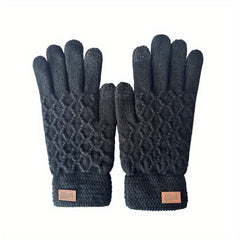 Touch Screen Knitted Winter Cycling Gloves Plus Velvet Warmth