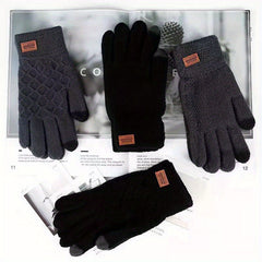Touch Screen Knitted Winter Cycling Gloves Plus Velvet Warmth