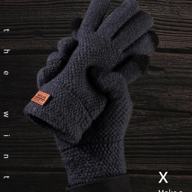Touch Screen Knitted Winter Cycling Gloves Plus Velvet Warmth