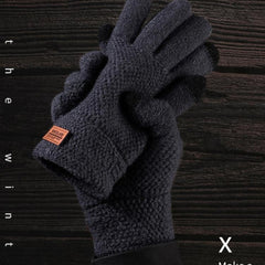 Touch Screen Knitted Winter Cycling Gloves Plus Velvet Warmth