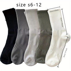Men's Solid Crew Socks Breathable Comfy Casual Outdoor All Seasons