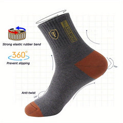 Men's Mid Crew Sport Socks, 5 Pairs, Sweat Absorbing, Comfy, Breathable