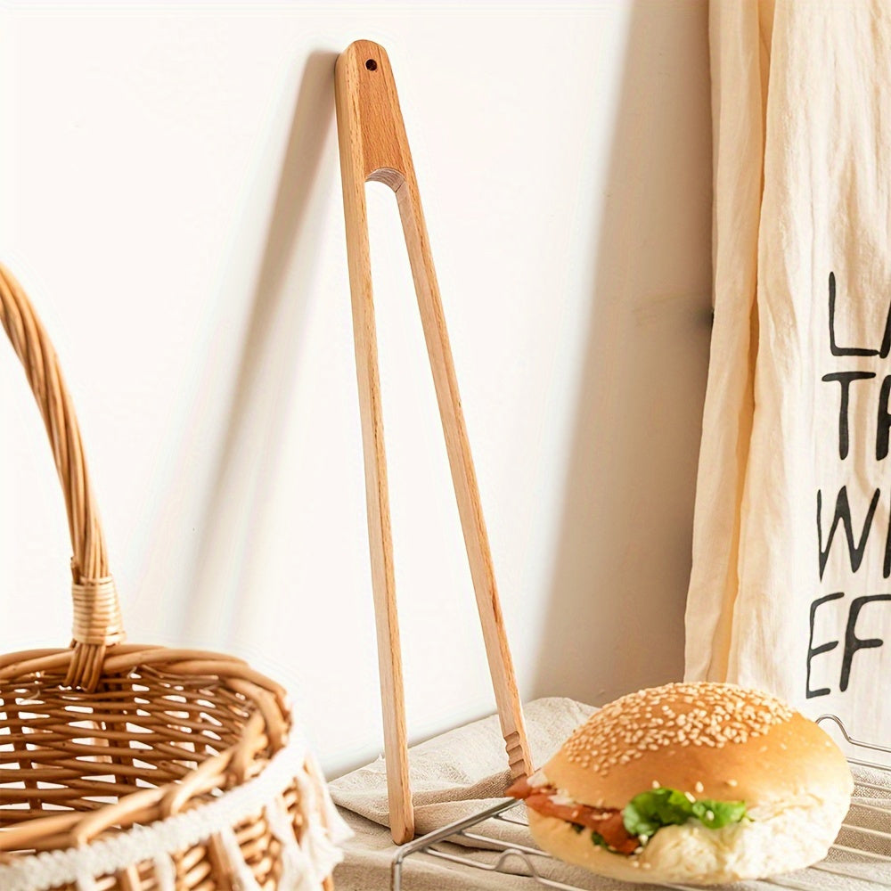 Wooden Food Clip Bread Grill Holder Kitchen Tongs