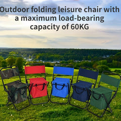 Portable Folding Stool with Storage Bag for Outdoor Camping Fishing, 60KG Load