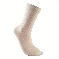6 Pairs Men's Solid Crew Socks Breathable Comfy Casual Unisex Socks All Seasons