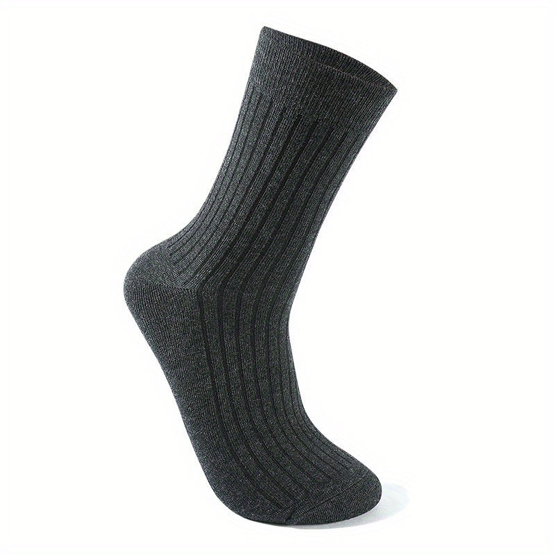 6 Pairs Men's Solid Crew Socks Breathable Comfy Casual Unisex Socks All Seasons