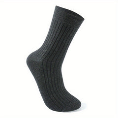 6 Pairs Men's Solid Crew Socks Breathable Comfy Casual Unisex Socks All Seasons