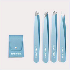 4pcs Stainless Steel Eyebrow Tweezers Set