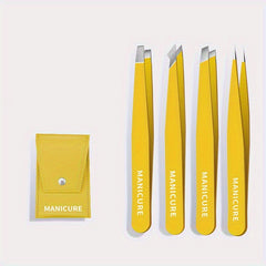 4pcs Stainless Steel Eyebrow Tweezers Set
