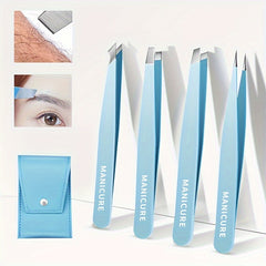 4pcs Stainless Steel Eyebrow Tweezers Set