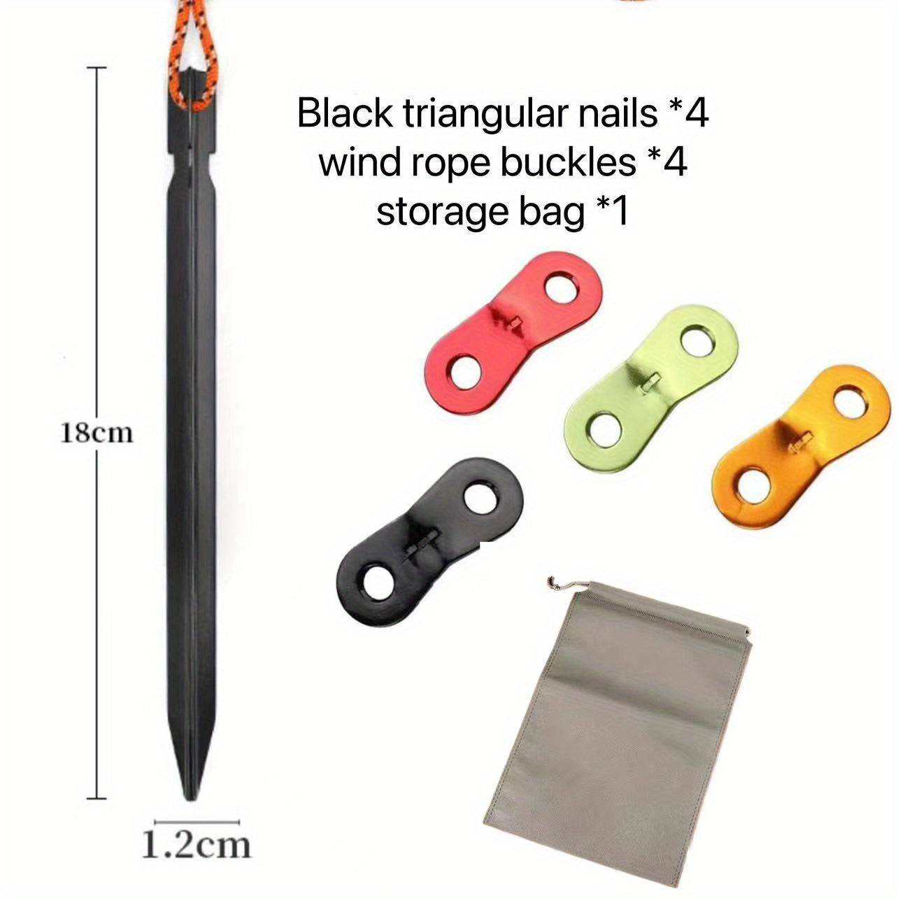 9pcs Aluminum Alloy Nails & Wind Rope Buckles Set with Carry Bag