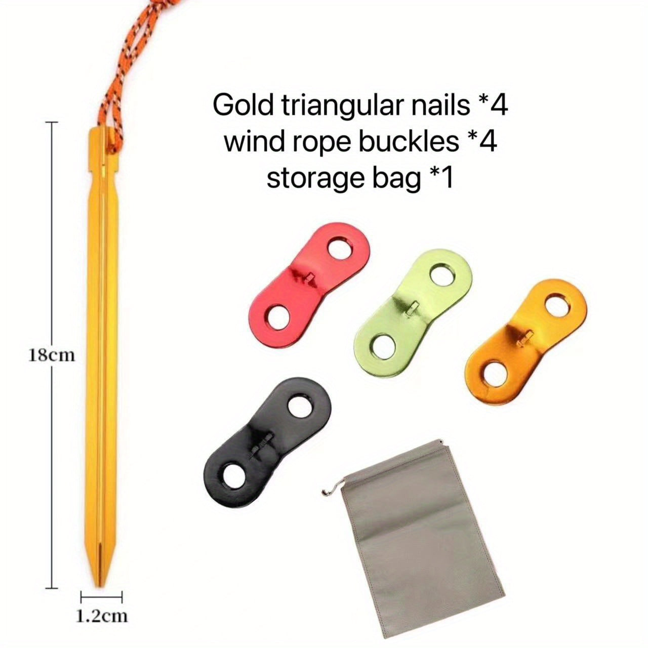 9pcs Aluminum Alloy Nails & Wind Rope Buckles Set with Carry Bag